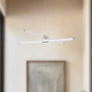 Kuzco Akari 35in 48W LED Chandelier | Modern Brushed Nickel and Frosted Acrylic | Dining Room & Living Room Linear Light | 3825lm | Model CH18537-BN