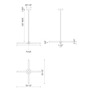 Kuzco Akari 35in 48W LED Chandelier | Modern Brushed Nickel and Frosted Acrylic | Dining Room & Living Room Linear Light | 3825lm | Model CH18537-BN