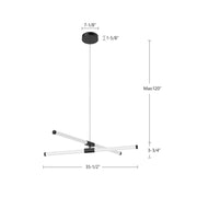 Kuzco Akari 35in 48W LED Chandelier | Modern Brushed Nickel and Frosted Acrylic | Dining Room & Living Room Linear Light | 3825lm | Model CH18537-BN