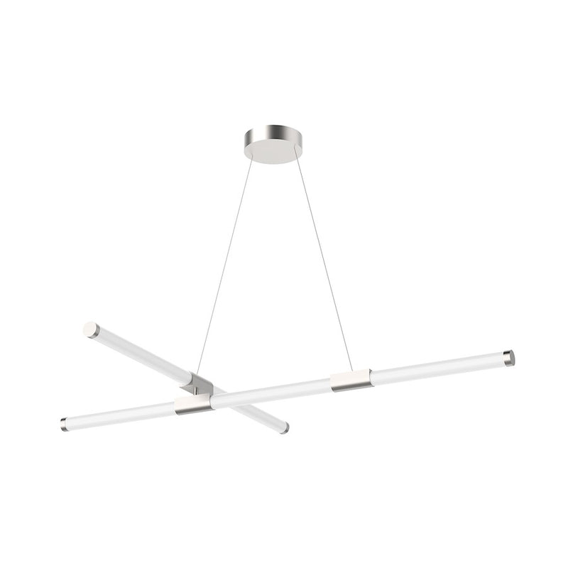 Kuzco Akari 49in LED Chandelier | Brushed Nickel and Frosted Acrylic Diffuser | Living Room & Dining Room | 5100lm 3000K 90CRI | Model CH18548-BN