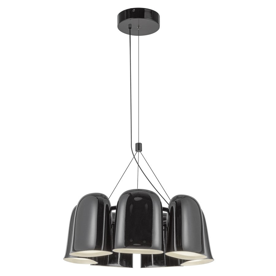 Kuzco Bell 20" LED Chandelier, Glossy Black/Steel Shade - CH21120-GBK-UNV