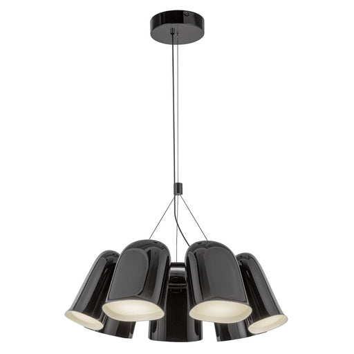 Kuzco Bell 20" LED Chandelier, Glossy Black/Steel Shade