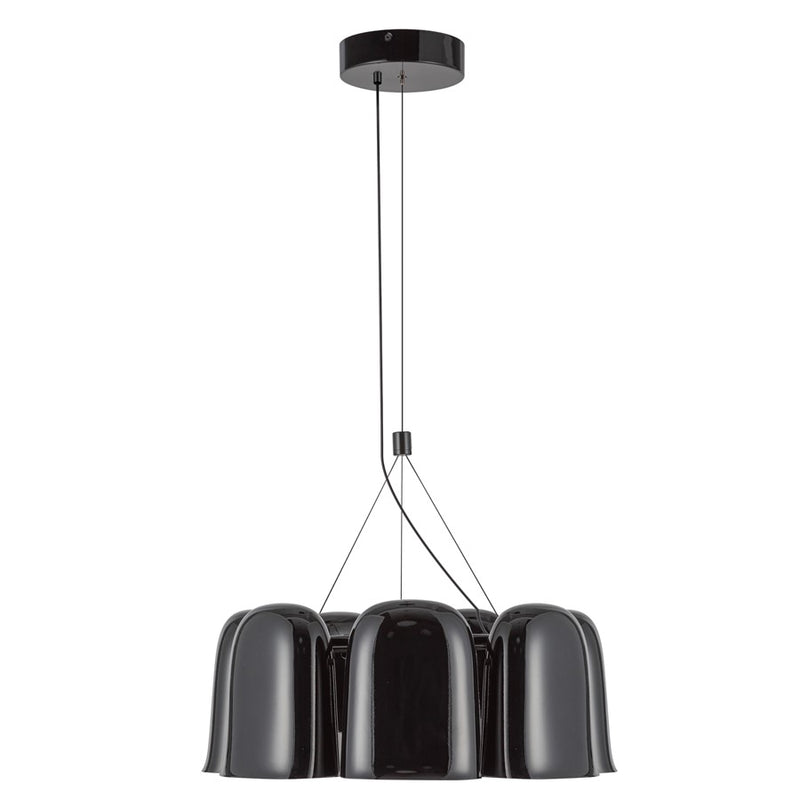 Kuzco Bell 20" LED Chandelier, Glossy Black/Steel Shade