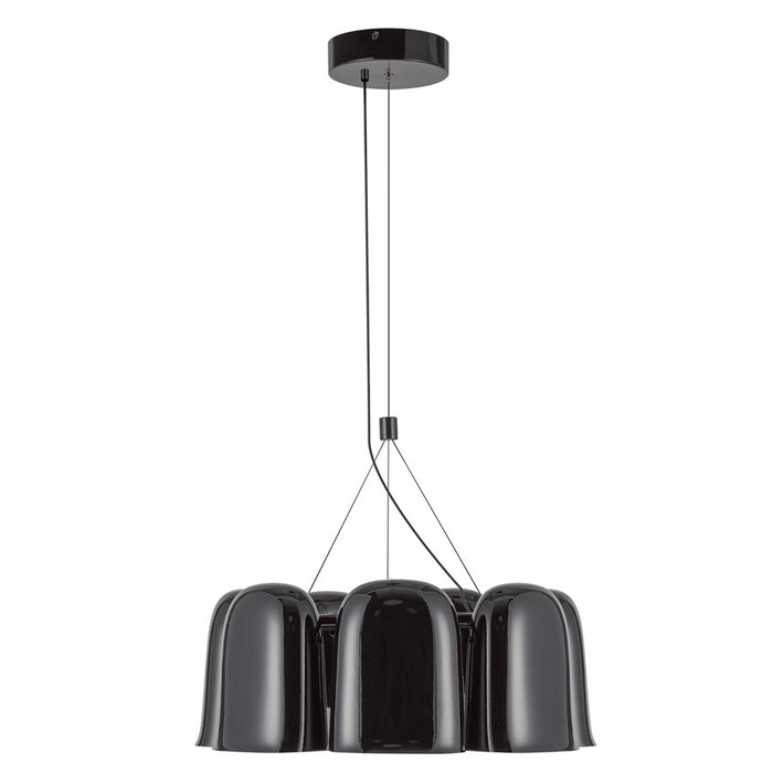 Kuzco Bell 20" LED Chandelier, Glossy Black/Steel Shade