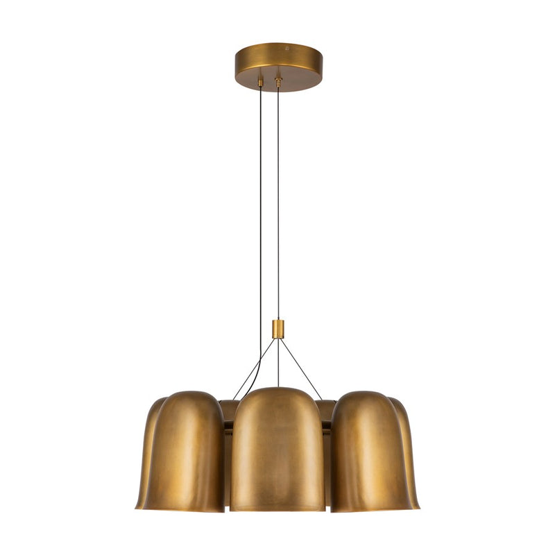 Kuzco Bell 20" LED Chandelier, Vintage Brass/Steel Shade