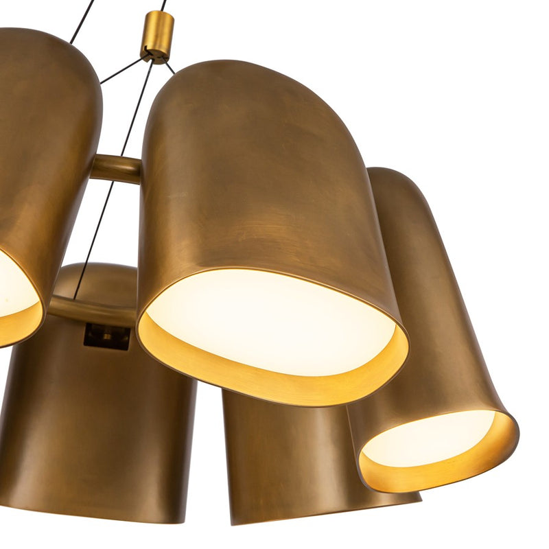 Kuzco Bell 20" LED Chandelier, Vintage Brass/Steel Shade