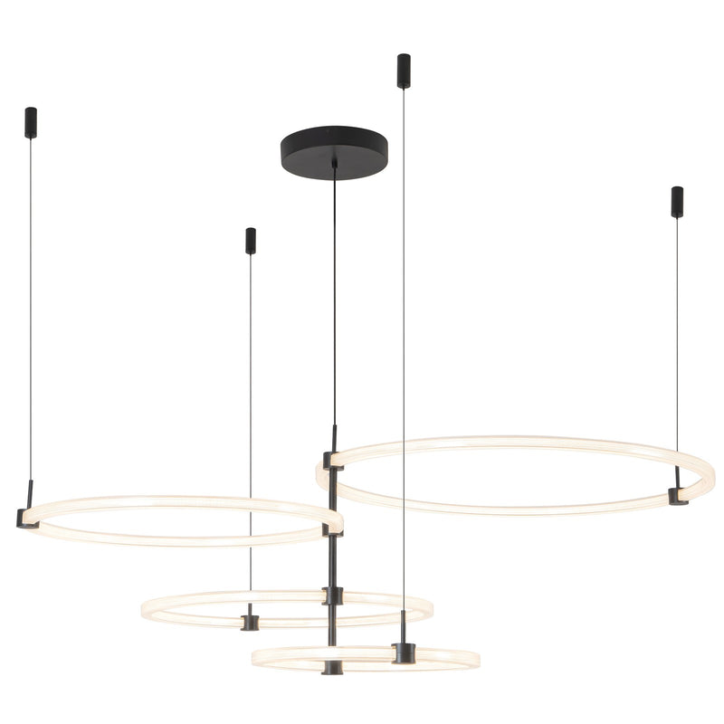 Kuzco Bruni 55in LED Chandelier | Modern Black Aluminum and Clear Acrylic with White Silicone | Living Room & Dining Room | 8000lm | Model CH24755-BK