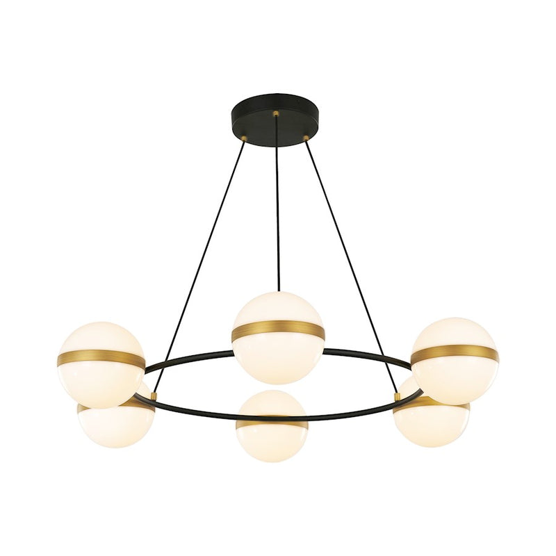 Kuzco Tagliato 36in 1-Light LED Chandelier | Matte Black and Brushed Gold Steel with Frosted Acrylic Diffuser | Dining Room | Model CH302006MBBG