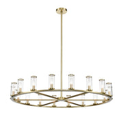 Kuzco Revolve 48in 18-Light Chandelier | Elegant Natural Brass and Clear Glass | Dining Room & Foyer Statement Light | Model CH309018NBCG