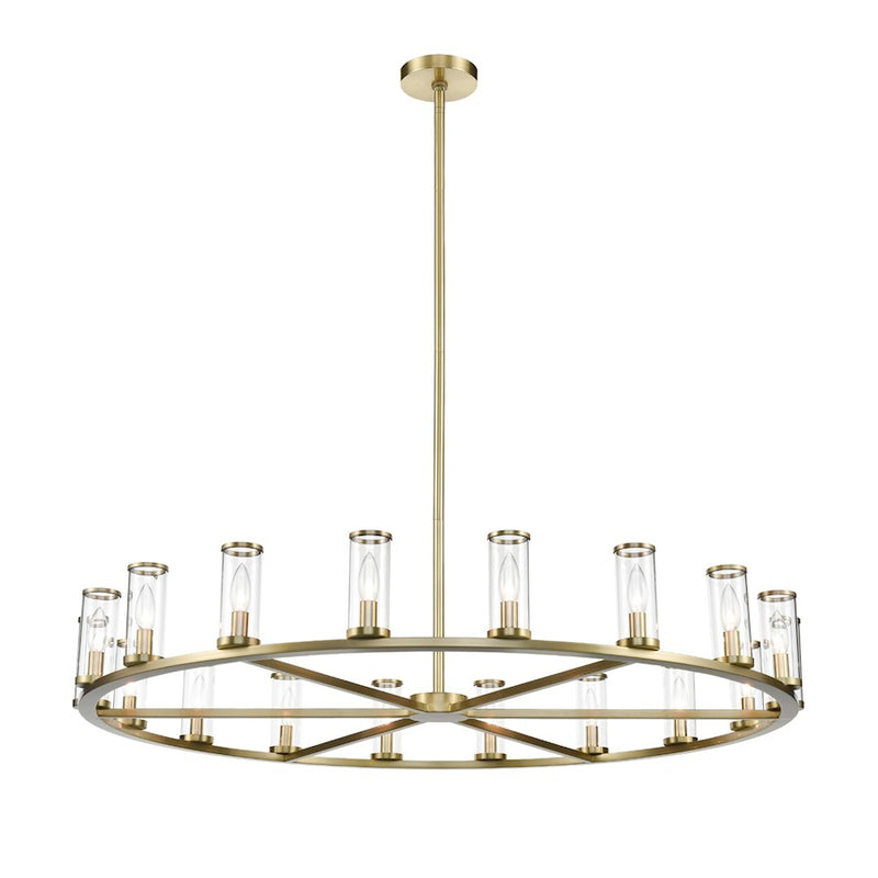Kuzco Revolve 48in 18-Light Chandelier | Elegant Natural Brass and Clear Glass | Dining Room & Foyer Statement Light | Model CH309018NBCG