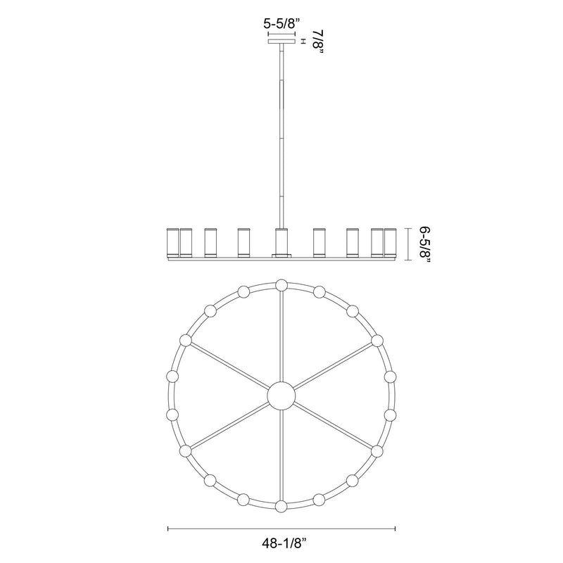 Kuzco Revolve 48in 18-Light Chandelier | Elegant Natural Brass and Clear Glass | Dining Room & Foyer Statement Light | Model CH309018NBCG