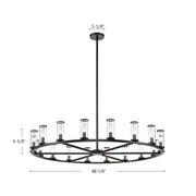 Kuzco Revolve 48in 18-Light Chandelier | Elegant Natural Brass and Clear Glass | Dining Room & Foyer Statement Light | Model CH309018NBCG