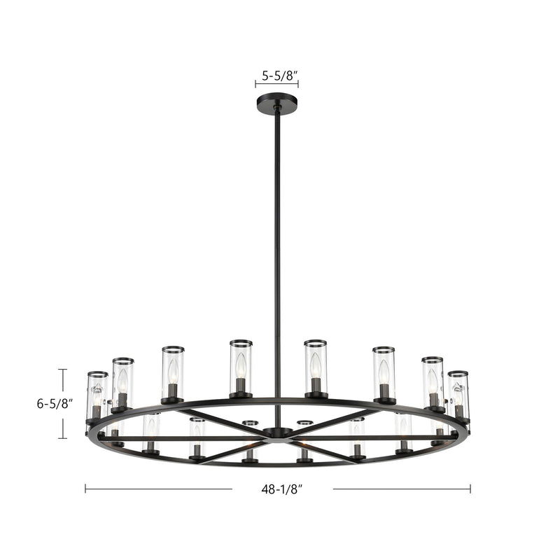 Kuzco Revolve 48in 18-Light Chandelier | Elegant Natural Brass and Clear Glass | Dining Room & Foyer Statement Light | Model CH309018NBCG