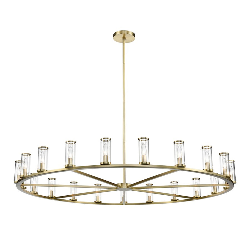 Kuzco Revolve 60in 21-Light Chandelier | Natural Brass Steel and Clear Glass | Dining Room & Living Room | 6.62 x 60.38 in | Model CH309021NBCG