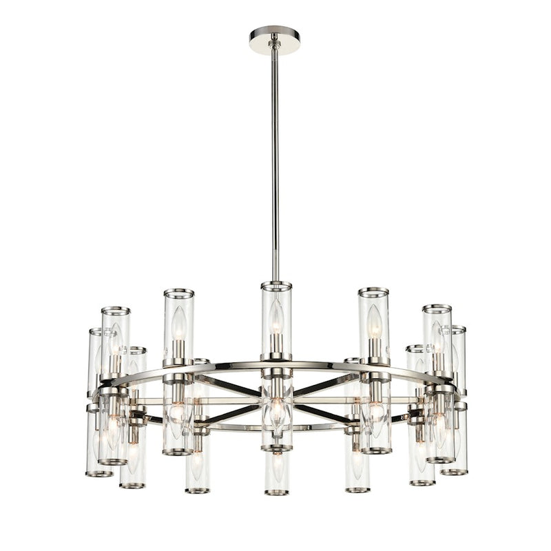 Kuzco Revolve 24-Light Chandelier | Modern Polished Nickel and Clear Glass | Dining Room & Foyer | 32.75in Dia | Model CH309024PNCG