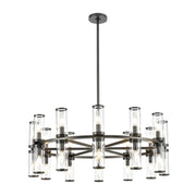 Alora Revolve 32in 24-Light Chandelier | Urban Bronze Steel and Clear Glass | Dining Room & Living Room | 32.75 x 12.62 in | Model CH309024UBCG