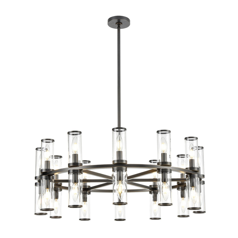 Alora Revolve 32in 24-Light Chandelier | Urban Bronze Steel and Clear Glass | Dining Room & Living Room | 32.75 x 12.62 in | Model CH309024UBCG