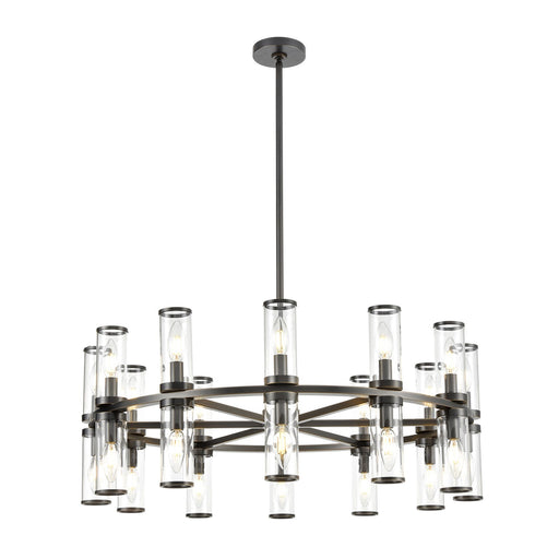 Alora Revolve 32in 24-Light Chandelier | Urban Bronze Steel and Clear Glass | Dining Room & Living Room | 32.75 x 12.62 in | Model CH309024UBCG