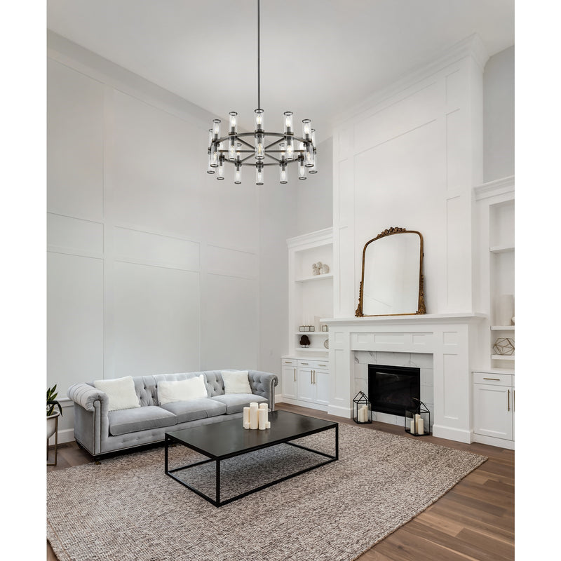 Alora Revolve 32in 24-Light Chandelier | Urban Bronze Steel and Clear Glass | Dining Room & Living Room | 32.75 x 12.62 in | Model CH309024UBCG