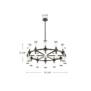 Alora Revolve 32in 24-Light Chandelier | Urban Bronze Steel and Clear Glass | Dining Room & Living Room | 32.75 x 12.62 in | Model CH309024UBCG