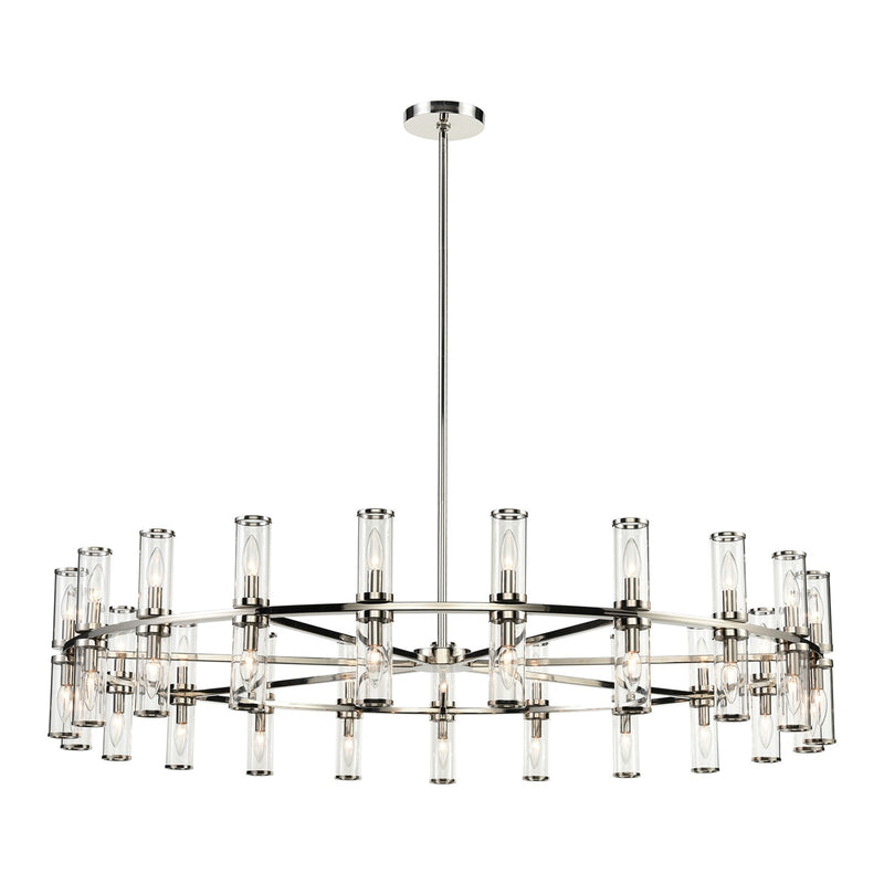 Kuzco Alora Revolve 60in 42-Light Chandelier | Polished Nickel Steel and Clear Glass | Dining Room & Living Room | 12.62in H | Model CH309042PNCG