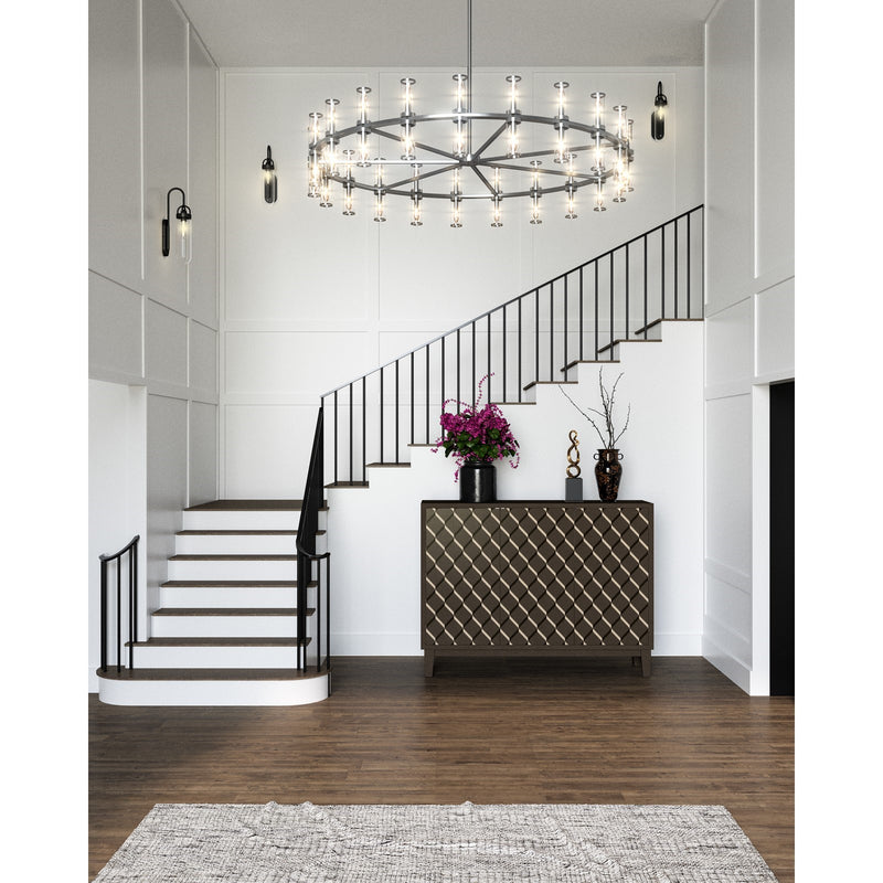 Kuzco Alora Revolve 60in 42-Light Chandelier | Polished Nickel Steel and Clear Glass | Dining Room & Living Room | 12.62in H | Model CH309042PNCG