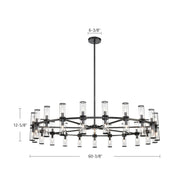 Kuzco Alora Revolve 60in 42-Light Chandelier | Polished Nickel Steel and Clear Glass | Dining Room & Living Room | 12.62in H | Model CH309042PNCG