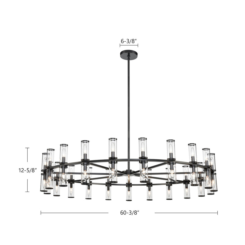 Kuzco Alora Revolve 60in 42-Light Chandelier | Polished Nickel Steel and Clear Glass | Dining Room & Living Room | 12.62in H | Model CH309042PNCG