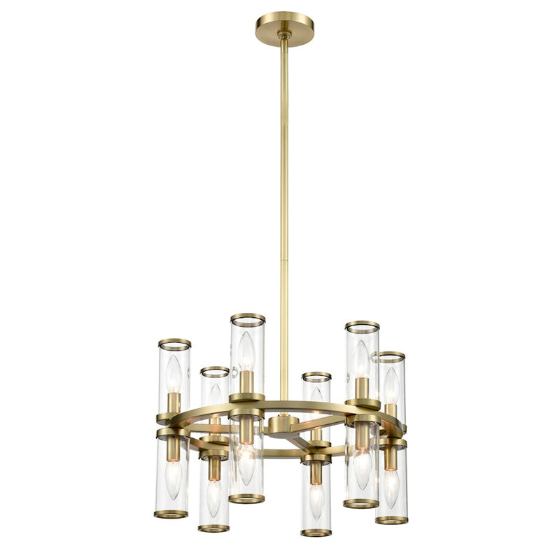 Kuzco Revolve 18in 12-Light Chandelier | Clear Glass and Natural Brass | Dining Room & Living Room | 18.62 x 12.62 in | Model CH309066NBCG