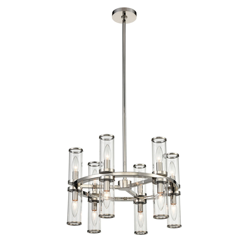 Kuzco Revolve 18in 12-Light Chandelier | Clear Glass and Polished Nickel | Dining Room & Living Room | 18.62 x 12.62 in | Model CH309066PNCG