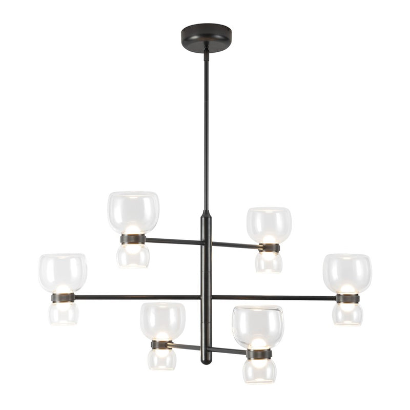 Kuzco Sutton 36" Blk Dim LED Chandelier, Urban Brz/Clr Glass - CH310336UBCL