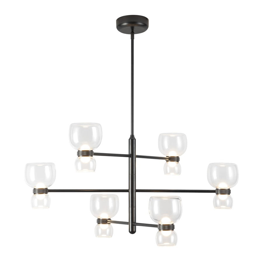 Kuzco Sutton 36" Blk Dim LED Chandelier, Urban Brz/Clr Glass - CH310336UBCL