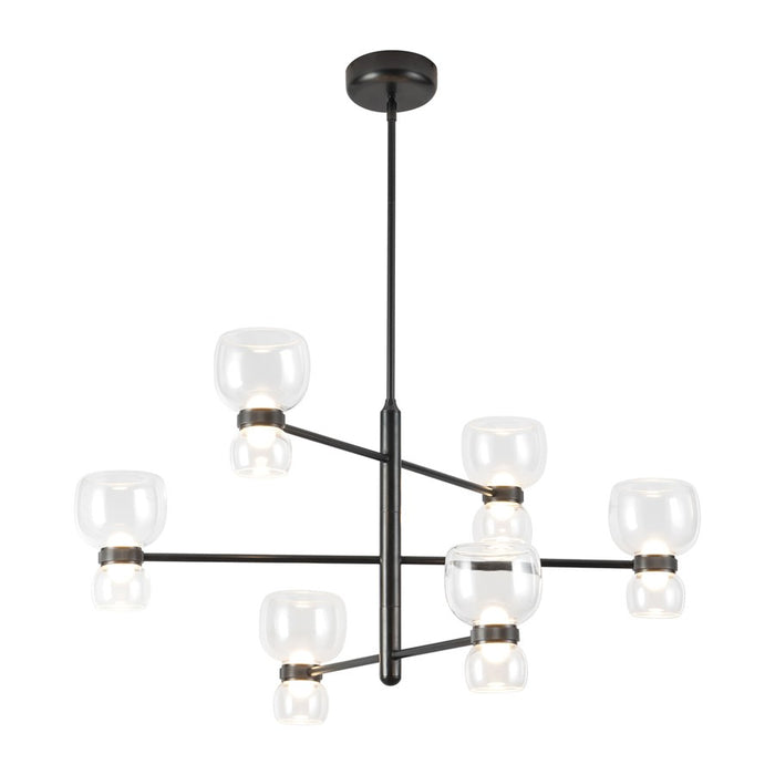 Kuzco Sutton 36" Black Dimmable LED Chandelier, Urban Bronze/Clear Glass