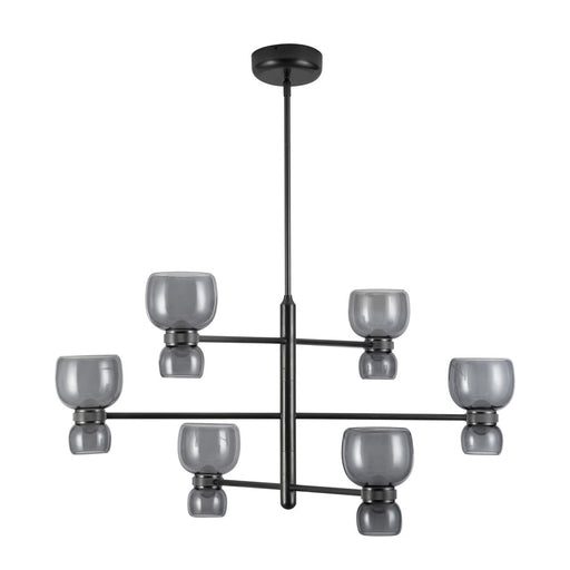 Kuzco Sutton 36" Black Dimmable LED Chandelier, Urban Bronze/Smoked Glass