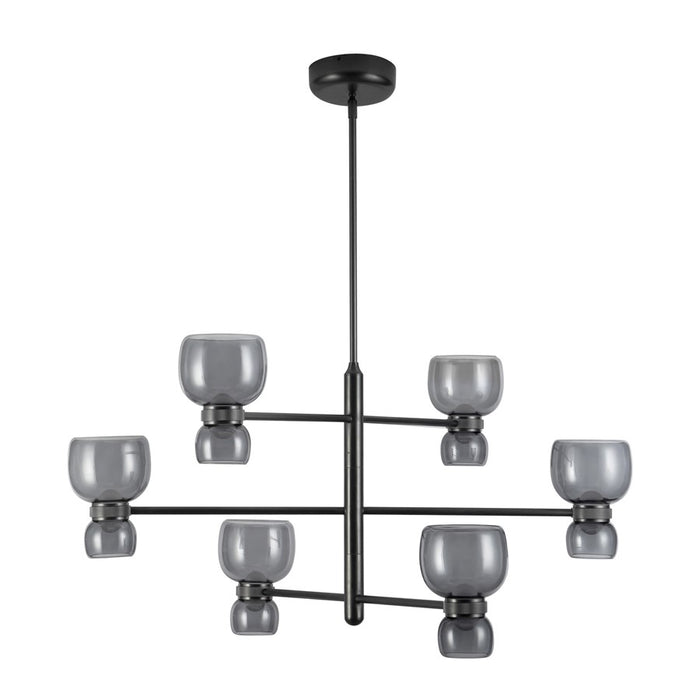 Kuzco Sutton 36" Black Dimmable LED Chandelier, Urban Bronze/Smoked Glass