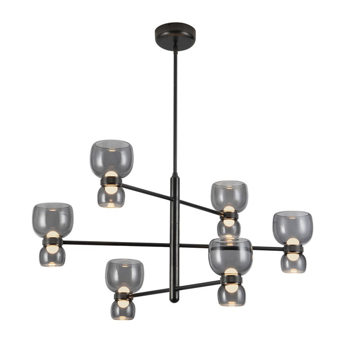Kuzco Sutton 36" Black Dimmable LED Chandelier, Urban Bronze/Smoked Glass