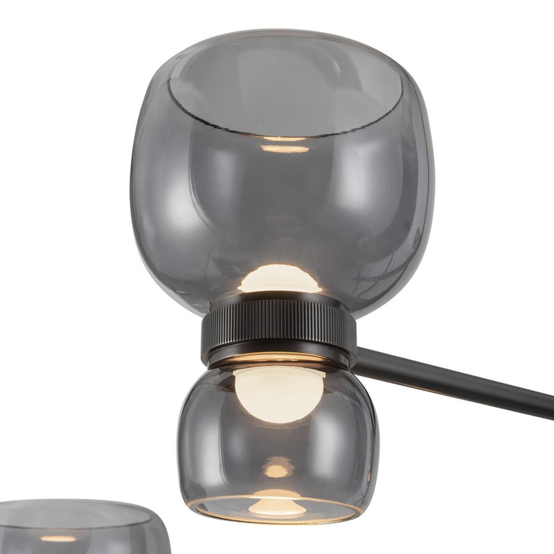 Kuzco Sutton 36" Black Dimmable LED Chandelier, Urban Bronze/Smoked Glass