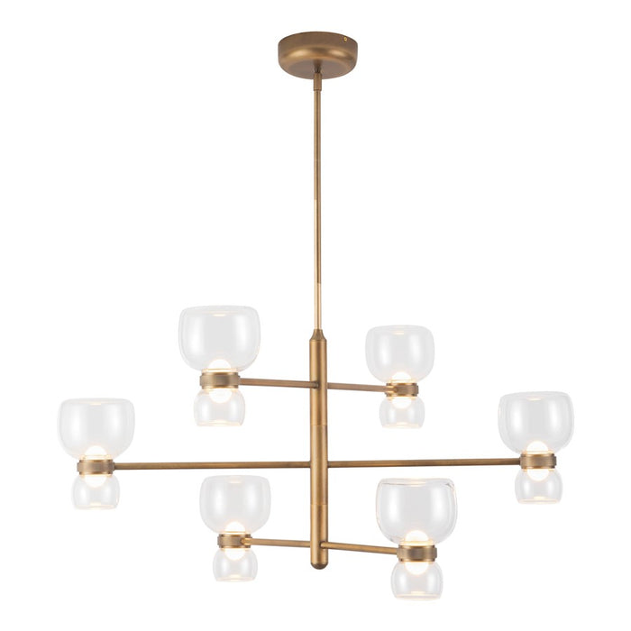 Kuzco Sutton 36" Brass Dim LED Chand, Vintage Brass/Clr Glass - CH310336VBCL