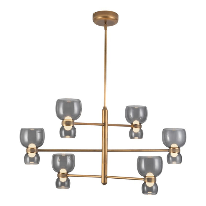 Kuzco Sutton 36" Brass Dim LED Chand, Vintage Brass/Smoked Glass - CH310336VBSM