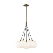 Kuzco Bolla 17" Chandelier, Brushed Gold/Opal Glass/Clear Glass - CH3117-BG-OP