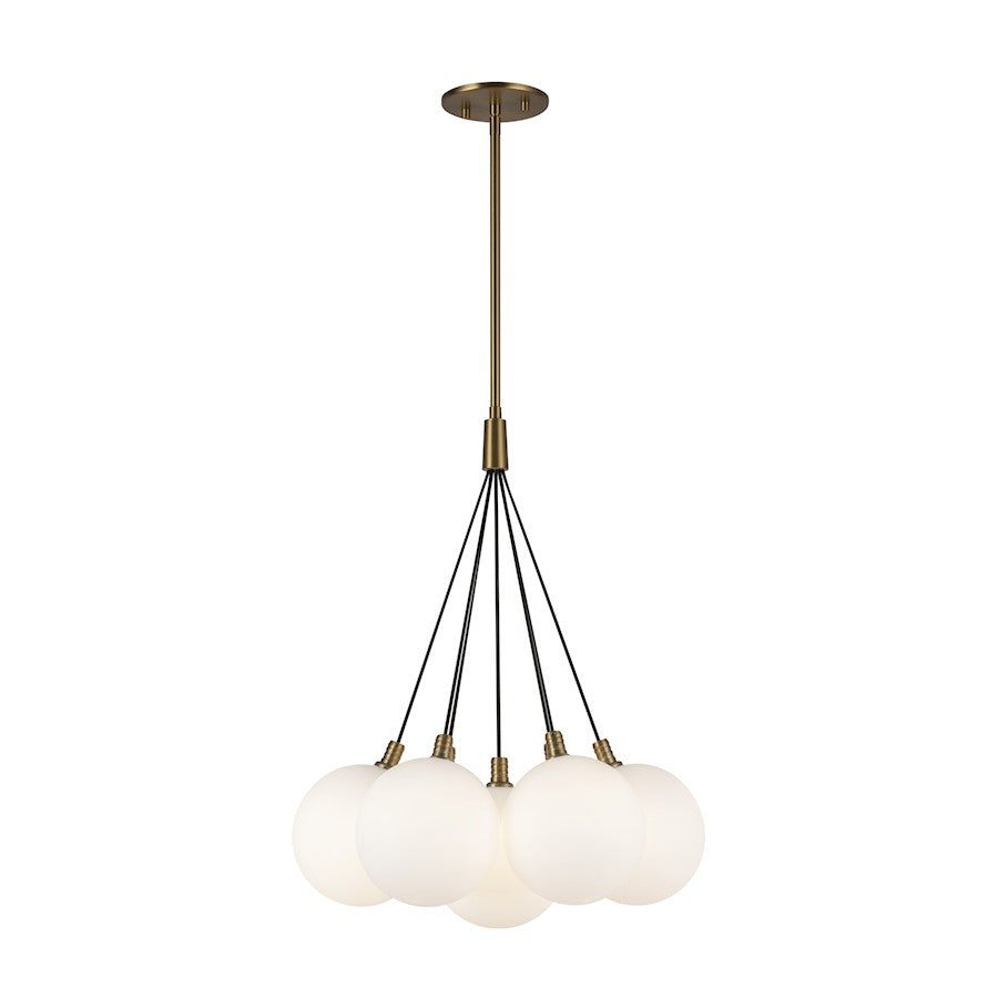 Kuzco Bolla 17" Chandelier, Brushed Gold/Opal Glass/Clear Glass - CH3117-BG-OP