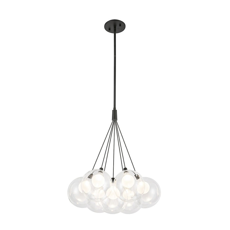 Kuzco Bolla 17" Chandelier, Black/Clear Glass