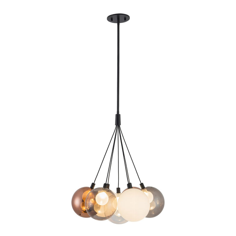 Kuzco Bolla 17" Blk Dim LED Chandelier, Blk/Mixed Glass - CH3117-BK-MGL