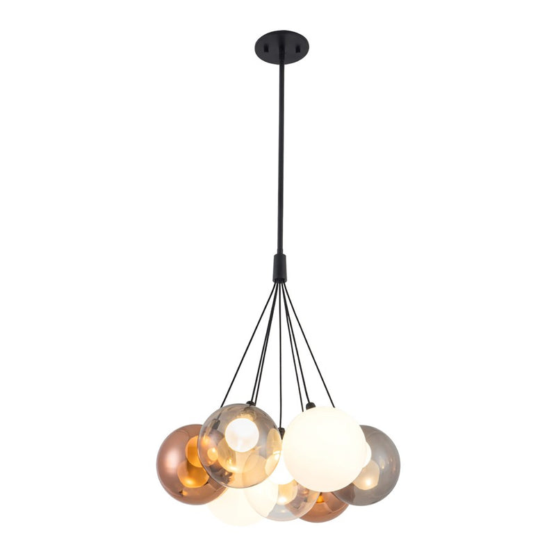 Kuzco Bolla 17" Black Dimmable LED Chandelier, Black/Mixed Glass