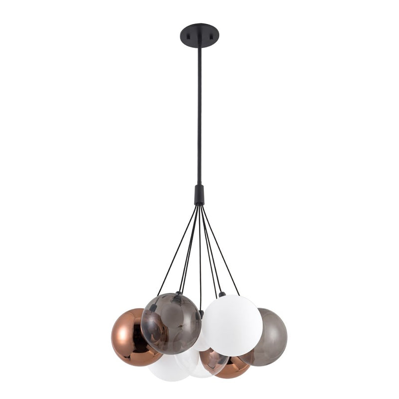 Kuzco Bolla 17" Black Dimmable LED Chandelier, Black/Mixed Glass