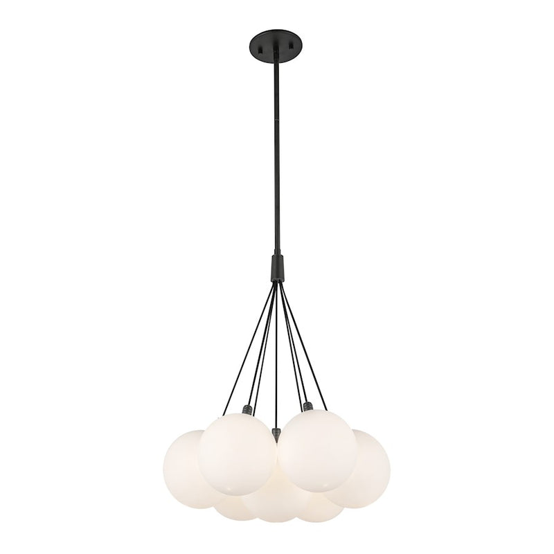 Kuzco Bolla 17" Chandelier, Black/Opal Glass/Clear Glass