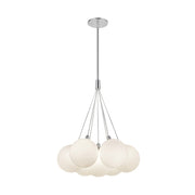 Kuzco Bolla 17in 6-Light LED Chandelier | Modern Opal Glass and Steel | Dining Room & Living Room | 1540lm 3000K 90CRI Dimmable | Model CH3117-OP