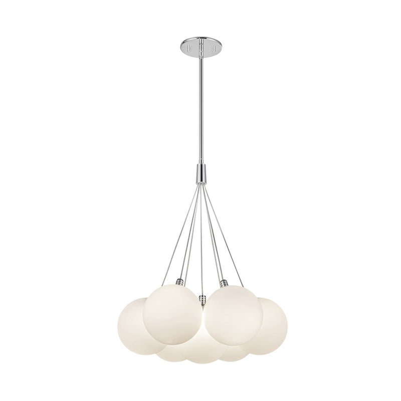 Kuzco Bolla 17in 6-Light LED Chandelier | Modern Opal Glass and Steel | Dining Room & Living Room | 1540lm 3000K 90CRI Dimmable | Model CH3117-OP