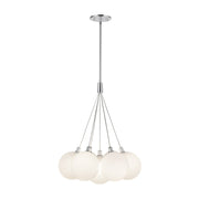 Kuzco Bolla 17in 6-Light LED Chandelier | Modern Opal Glass and Steel | Dining Room & Living Room | 1540lm 3000K 90CRI Dimmable | Model CH3117-OP