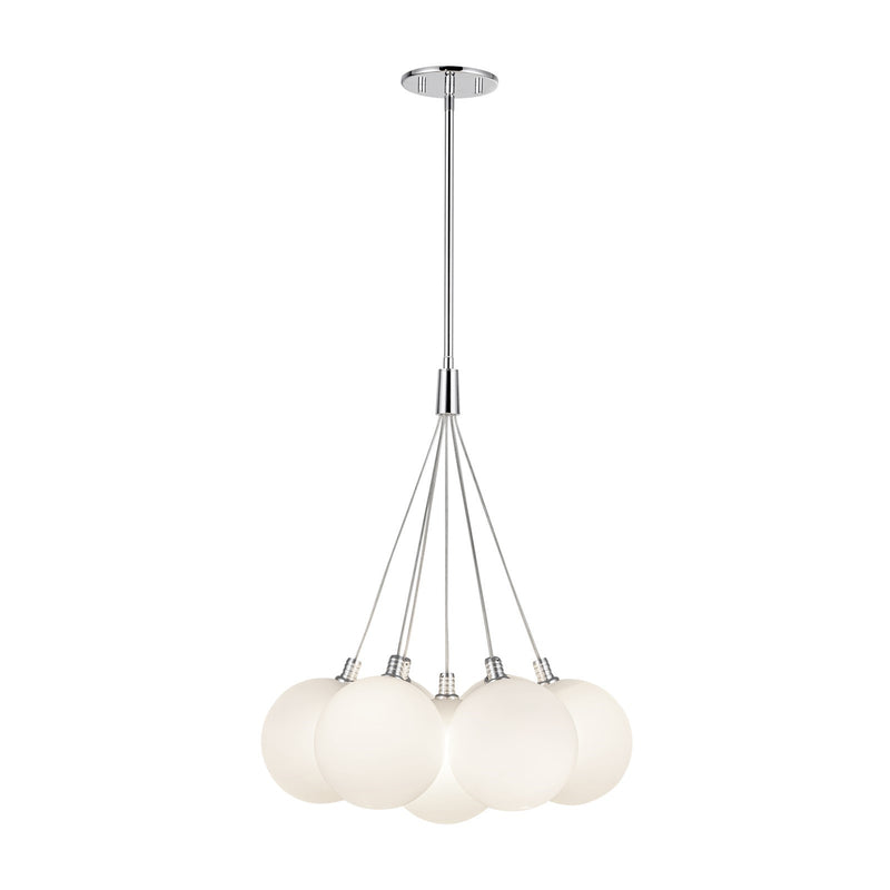 Kuzco Bolla 17in 6-Light LED Chandelier | Modern Opal Glass and Steel | Dining Room & Living Room | 1540lm 3000K 90CRI Dimmable | Model CH3117-OP